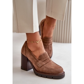 Zapatos de Mujer de Tacón Alto Confeccionados en Ante Ecológico Marrón Vinceza 58105 7