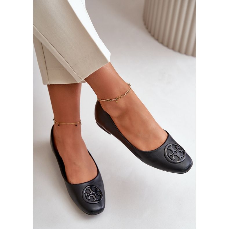 Bailarinas de mujer con decoración, piel ecológica, negro Rhodike 2