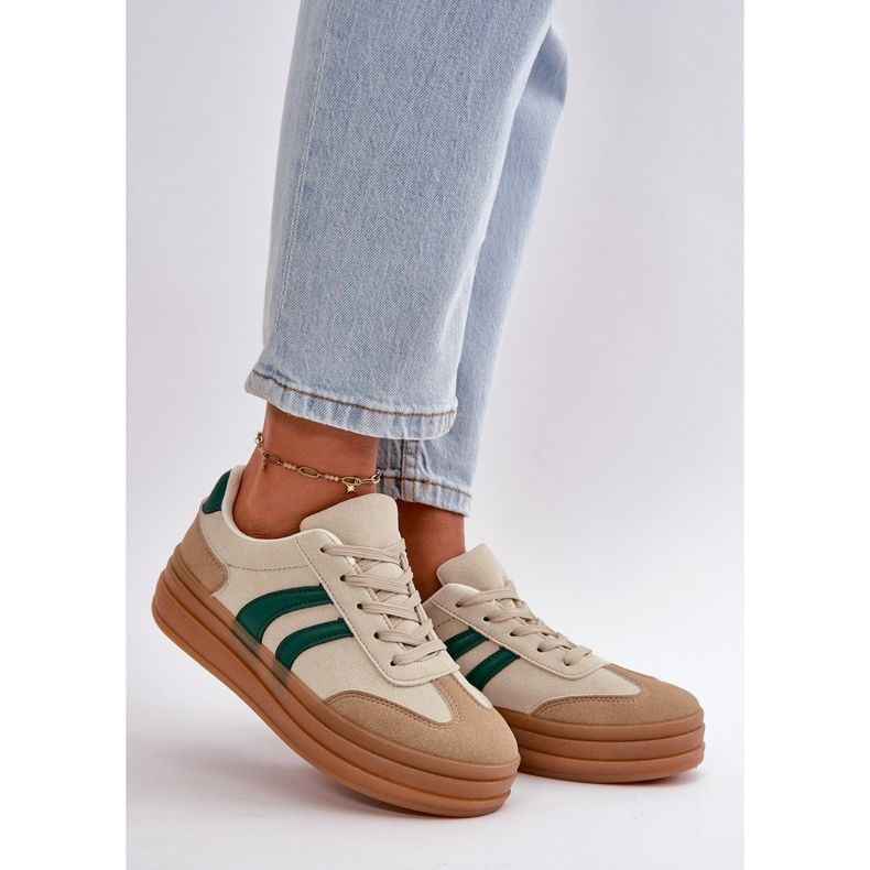 Zapatillas Mujer Plataforma Nesonice Beige y Verde 2