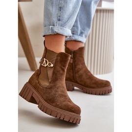 Seastar Botines De Mujer Eco Ante Marrón Aislados Con Detalle Dorado Bervena 2