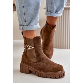 Seastar Botines De Mujer Eco Ante Marrón Aislados Con Detalle Dorado Bervena 3