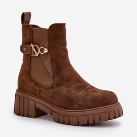 Seastar Botines De Mujer Eco Ante Marrón Aislados Con Detalle Dorado Bervena 4