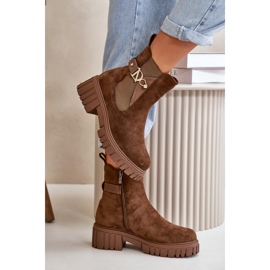 Seastar Botines De Mujer Eco Ante Marrón Aislados Con Detalle Dorado Bervena 5