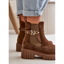 Seastar Botines De Mujer Eco Ante Marrón Aislados Con Detalle Dorado Bervena 6
