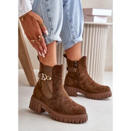 Seastar Botines De Mujer Eco Ante Marrón Aislados Con Detalle Dorado Bervena 7