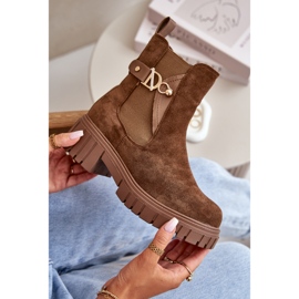 Seastar Botines De Mujer Eco Ante Marrón Aislados Con Detalle Dorado Bervena 8