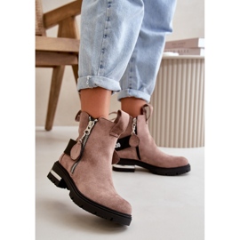 Botines de mujer aislantes con cremallera, beige oscuro Calvaro 3