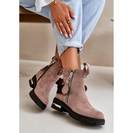 Botines de mujer aislantes con cremallera, beige oscuro Calvaro 8