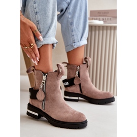 Botines de mujer aislantes con cremallera, beige oscuro Calvaro 9