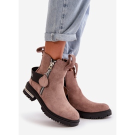 Botines de mujer aislantes con cremallera, beige oscuro Calvaro 1