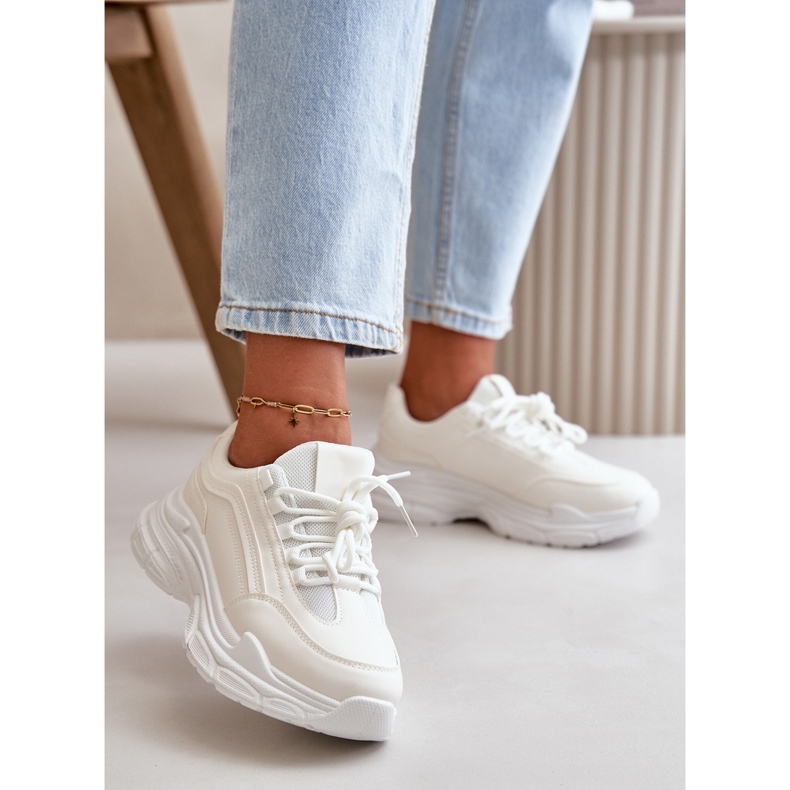 Zapatillas Deportivas de Mujer, Deportivas con Suela Gruesa, Blancas Lerila blanco 2