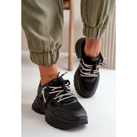 Zapatillas de mujer Relissa negras con suela maciza y cordones decorativos negro 5