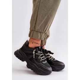 Zapatillas de mujer Relissa negras con suela maciza y cordones decorativos negro 2