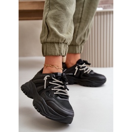 Zapatillas de mujer Relissa negras con suela maciza y cordones decorativos negro 3