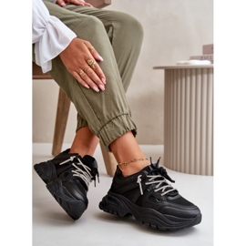 Zapatillas de mujer Relissa negras con suela maciza y cordones decorativos negro 8
