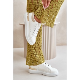 Zapatillas Deportivas de Mujer con Plataforma Baja en Piel Ecológica, Blanco y Beige, Nevelena 6