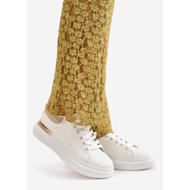 Zapatillas Deportivas de Mujer con Plataforma Baja en Piel Ecológica, Blanco y Beige, Nevelena 1 Zapatillas Deportivas de Mujer con Plataforma Baja en Piel Ecológica, Blanco y Beige, Nevelena 1