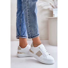 Zapatillas Deportivas De Mujer De Moda Con Plataforma Fabricadas En Piel Ecológica, Beige Nevisase blanco 2
