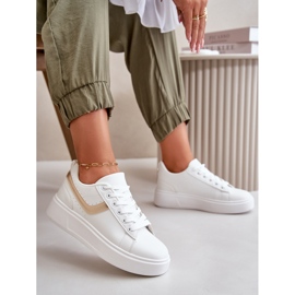 Deportivas de Mujer con Plataforma en Piel Ecológica, Blanco y Dorado Brennessa 1 Deportivas de Mujer con Plataforma en Piel Ecológica, Blanco y Dorado Brennessa 1
