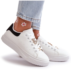 Zapatillas bajas de ecopiel con alfileres, blanco y negro Cillione 8