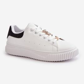 Zapatillas bajas de ecopiel con alfileres, blanco y negro Cillione 3