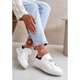 Zapatillas bajas de ecopiel con alfileres, blanco y negro Cillione 2