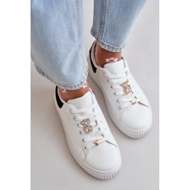 Zapatillas bajas de ecopiel con alfileres, blanco y negro Cillione 6