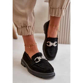 Mocasines De Mujer De Ante Ecológico Con Decoración, Glicina Negra negro 4