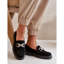 Mocasines De Mujer De Ante Ecológico Con Decoración, Glicina Negra negro 5