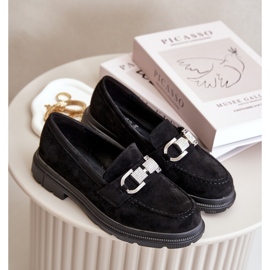 Mocasines De Mujer De Ante Ecológico Con Decoración, Glicina Negra negro 7