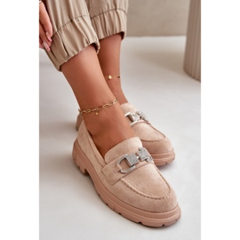 Mocasines Mujer Ante Ecológico Con Adorno, Glicina Beige 5