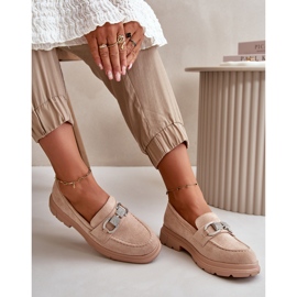 Mocasines Mujer Ante Ecológico Con Adorno, Glicina Beige 6