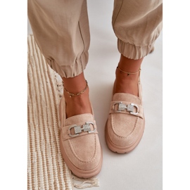 Mocasines Mujer Ante Ecológico Con Adorno, Glicina Beige 9