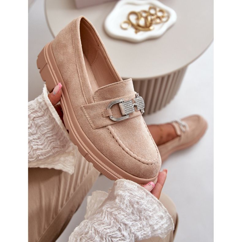 Mocasines Mujer Ante Ecológico Con Adorno, Glicina Beige 1