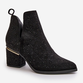 Botas de mujer decoradas de tacón alto con puntera puntiaguda, Fararia negra negro 4