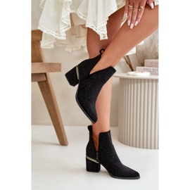 Botas de mujer decoradas de tacón alto con puntera puntiaguda, Fararia negra negro 5