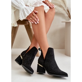 Botas de mujer decoradas de tacón alto con puntera puntiaguda, Fararia negra negro 6