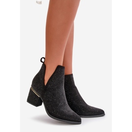 Botas de mujer decoradas de tacón alto con puntera puntiaguda, Fararia negra negro 1