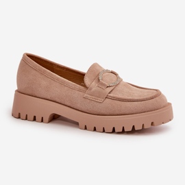 Mocasines Mujer Ante Ecológico Detalle Brillantes Beige Avellina 4