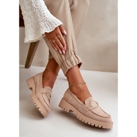 Mocasines Mujer Ante Ecológico Detalle Brillantes Beige Avellina 5
