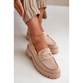 Mocasines Mujer Ante Ecológico Detalle Brillantes Beige Avellina 6