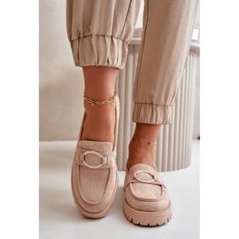 Mocasines Mujer Ante Ecológico Detalle Brillantes Beige Avellina 9