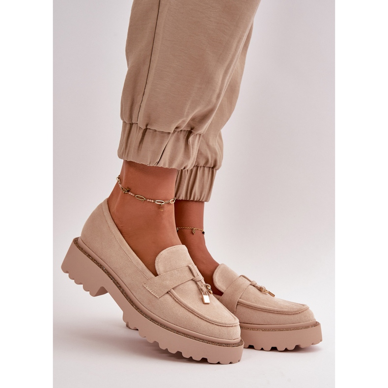 Mocasines Mujer Ante Ecológico Con Adorno, Verindalle Beige Claro 1