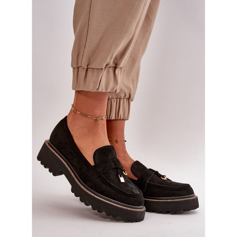 Mocasines Mujer Ante Ecológico Con Decoración Negro Verindalle 1