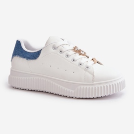 Zapatillas bajas de ecopiel con pins Cillione blancos y azules 3