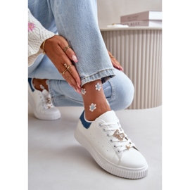 Zapatillas bajas de ecopiel con pins Cillione blancos y azules 5