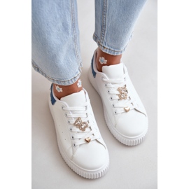 Zapatillas bajas de ecopiel con pins Cillione blancos y azules 8