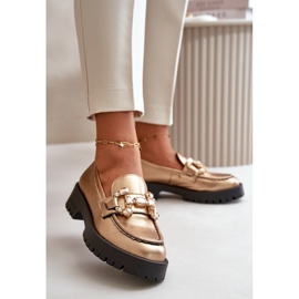Mocasines Mujer Piel Con Adorno CheBello 4369 Dorado 2