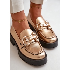 Mocasines Mujer Piel Con Adorno CheBello 4369 Dorado 6