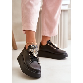 Deportivas Mujer Plataforma Piel Con Mariposa CheBello 4585 Negro 2